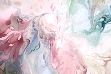 Abstract marble pattern in light blue and pink colors. Fluid art, liquid acrylic painting. Marble stone wall design in the interior. Generated AI