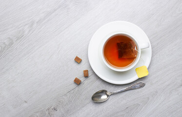 Cup of Tea on a light wooden background
