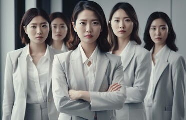 Fototapeta premium Group of confident asian female executives ,looking at the camera. Generative AI