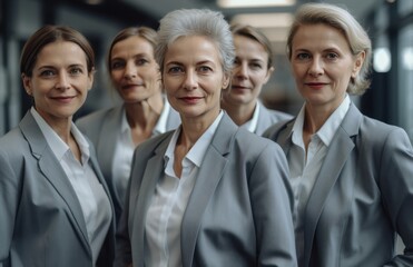 Fototapeta premium Group of confident female executives ,looking at the camera. Generative AI