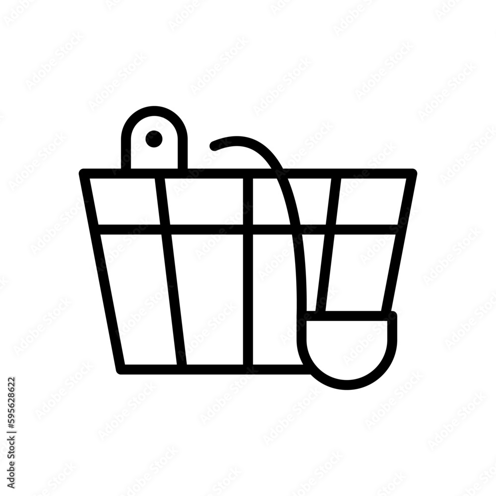Poster sauna bucket outline vector icon isolated on white background. sauna bucket line icon for web, mobil