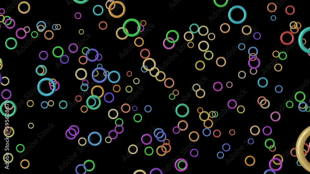 Aufkleber abstract black background with colorful 3d circles or bubbles moving in different directions