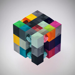 geometric logo no background pixel art on Rubiks Cub , Generative AI