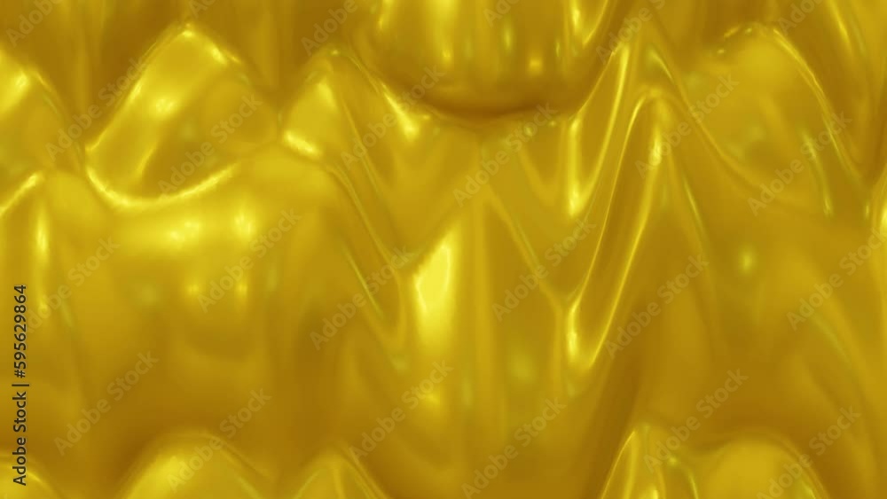 Poster abstract golden silk background or cloth texture with wavy motion. animation of curvy fabric pattern