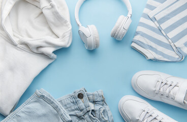 Set of  casual clothes and accessories