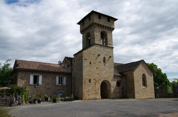 Fototapeta na wymiar Church in the village of Les Salelles in Ardeche in France, Europe