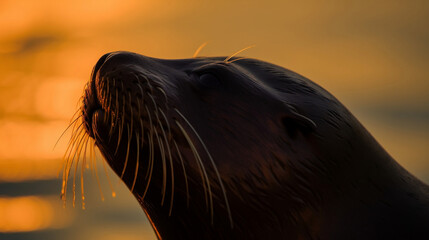 Seals sitting overwater in the golden hour of Iceland AI