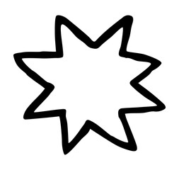 Star shape hand painted with ink paint. Png clipart isolated on transparent background