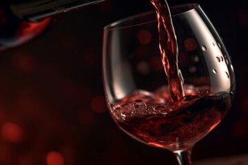 red wine pouring into glass
