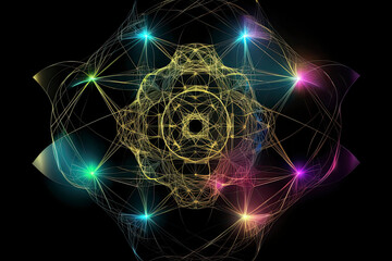 3d illustration multicolored astral world of sacred geometry