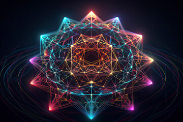 3d illustration multicolored astral world of sacred geometry