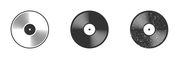 Vinyl plate disc icon. Vinyl record symbol. Vector illustration. - obrazy, fototapety, plakaty