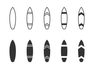 Surfboard icon set. Vector illustration.