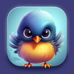 Obraz premium Cute little bird - ios style icon - Generative AI, AI generated