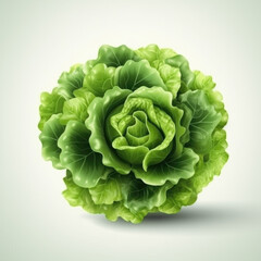 Green lettuce on a white background. Generative AI