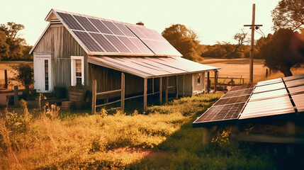 Solar Panels on the roof of a house Eco Friendly green electricity AI