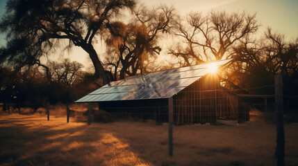 Solar Panels on the roof of a house Eco Friendly green electricity AI