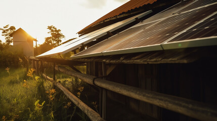 Solar Panels on the roof of a house Eco Friendly green electricity AI