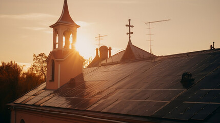 Solar Panels on the roof of a house Eco Friendly green electricity AI