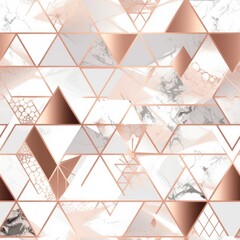 Geometric shapes seamless pattern illustration soft color and rose gold details. Generative AI