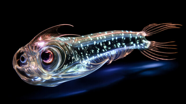 A Deep Sea Fish with Transparent Inside-Out Tentacles was created - Generative Ai.