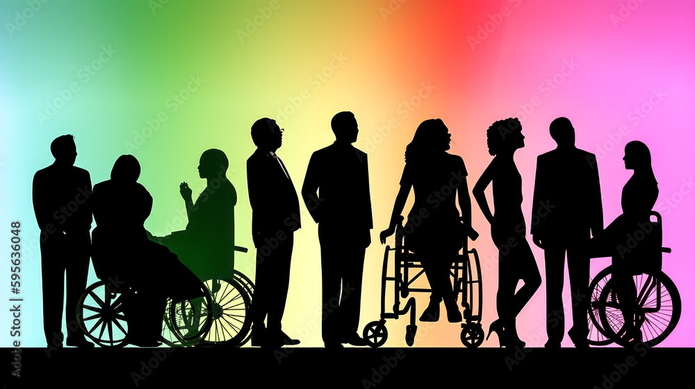 Aufkleber the group of silhouettes was depicted in a rainbow and created by a generative ai. - generative ai \