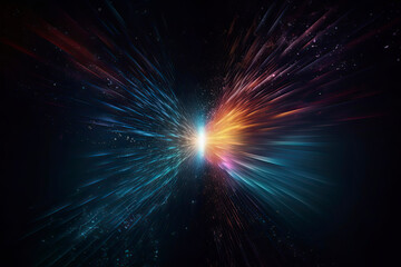 Fototapeta premium Abstract spacescape, black hole. Star on dark background. Magic explosion star with particles