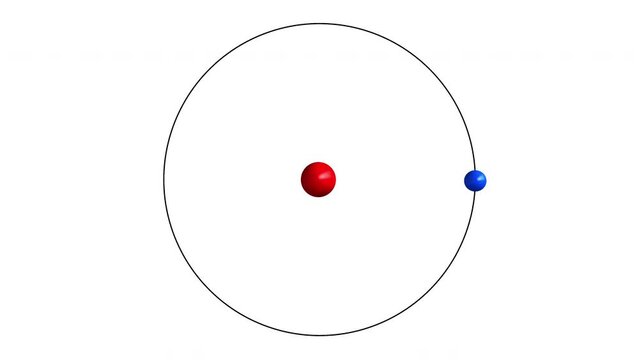 3d render of atom structure of hydrogen isolated over white background
Protons are represented as red spheres, neutron as yellow spheres, electrons as blue spheres