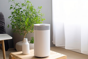 Air purifier in modern house. Fresh air and healthy life - obrazy, fototapety, plakaty