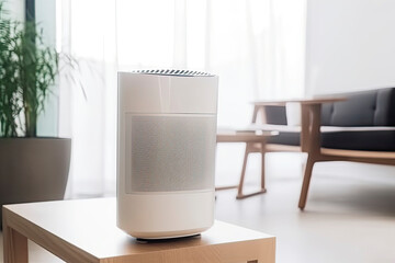 Air purifier in modern house. Fresh air and healthy life
