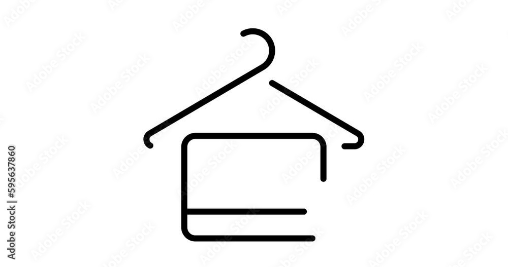Poster towel animated outline icon on white background. towel 4k video animation for web, mobile and ui des