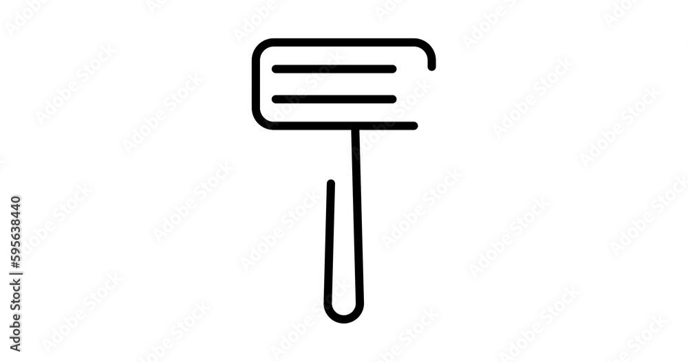Poster razor animated outline icon on white background. razor 4k video animation for web, mobile and ui des