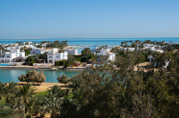 Beautiful landscape shots of El Gouna from the top of El Gouna Tower, Red Sea, Egypt, Africa