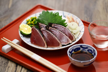 Katsuo no Tataki, seared bonito sashimi, Japanese cuisine