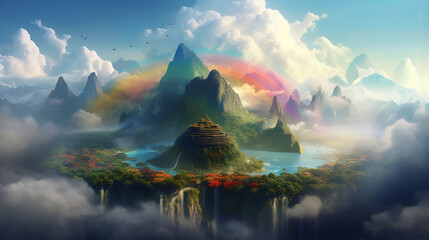 Skyisland Wallpaper. Rainbow. Generative AI. #5