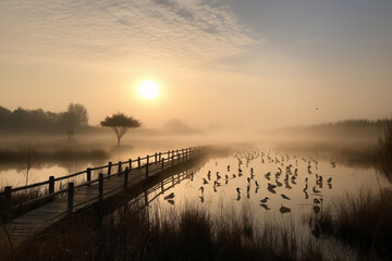 sunrise over the river