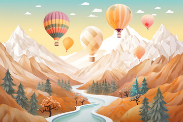 illustration of air balloon in the sky