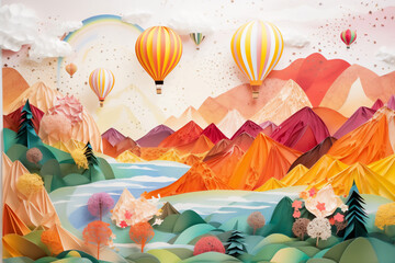 illustration of air balloon in the sky