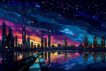 panorama of dubai city