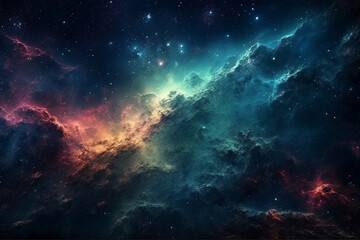 Obraz na płótnie Canvas A space nebula with stars and nebula in the background, wallpaper, universe background with generative ai 