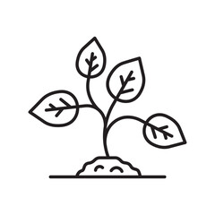 Planting vector line icon. Seedling flat sign design. Planting nature leaf symbol pictogram. UX UI isolated icon of seedling planting leaf. Linear icon outline seed symbol