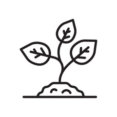 Planting vector line icon. Seedling flat sign design. Planting nature leaf symbol pictogram. UX UI isolated icon of seedling planting leaf. Linear icon outline seed symbol