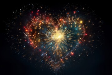 Heartfelt Sky Fireworks Love Display created with Generative AI technology