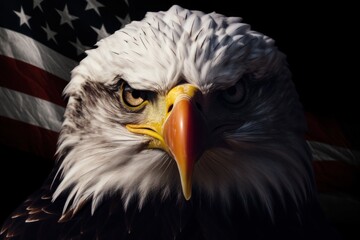 Tough eagle flag in background close up created with Generative AI technology