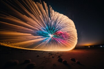 fireworks explosion close to ground created with Generative AI technology