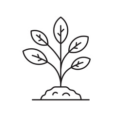 Planting vector line icon. Seedling flat sign design. Planting nature leaf symbol pictogram. UX UI isolated icon of seedling planting leaf. Linear icon outline seed symbol