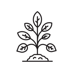 Planting vector line icon. Seedling flat sign design. Planting nature leaf symbol pictogram. UX UI isolated icon of seedling planting leaf. Linear icon outline seed symbol