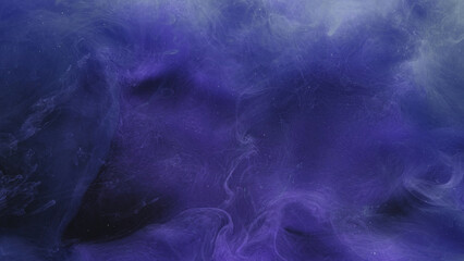 Mist texture. Smoke background. Ink water. Magic night sky. Purple blue color glitter particles...
