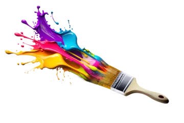 Poster Liquid splash Color design and Paintbrush. Gradient colorful abstract background, luxury abstract for a mobile screen concept, wallpaper, isolated PNG background. © Igor