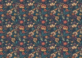 seamless pattern with flowers, generative ai